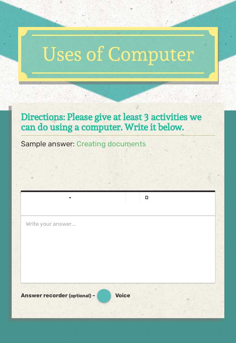 Uses of Computer Preschool worksheet preview