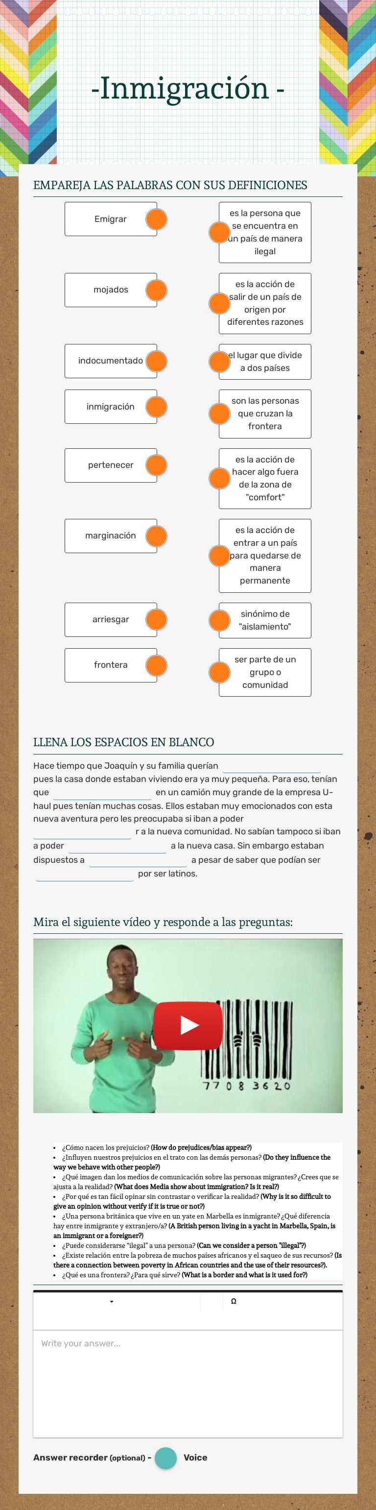 -Inmigración - worksheet preview image