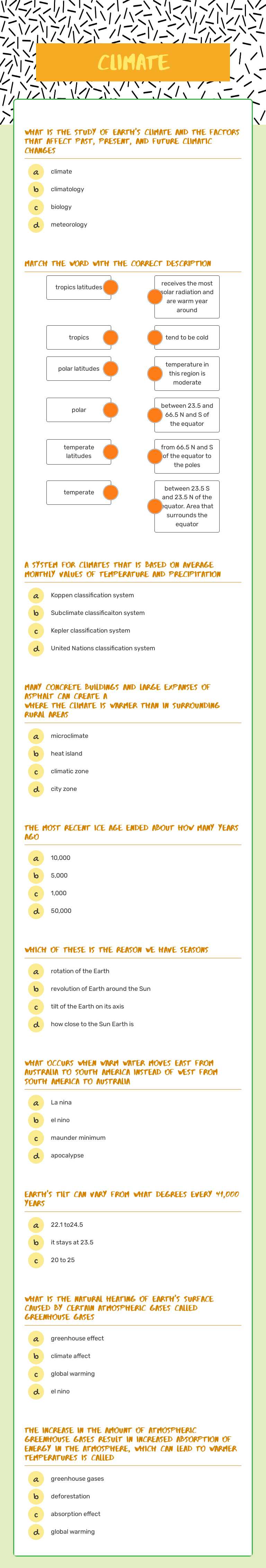 Climate worksheet preview image