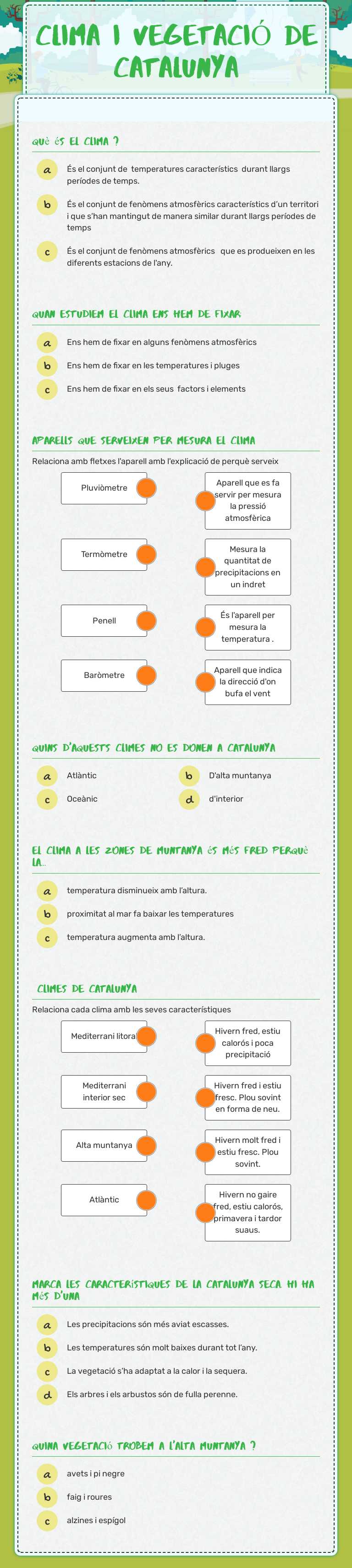 CLIMA I VEGETACIÓ DE CATALUNYA worksheet preview image