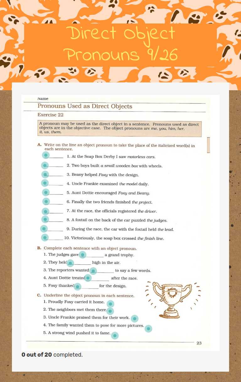 Direct Object Pronouns 9/26 worksheet preview image