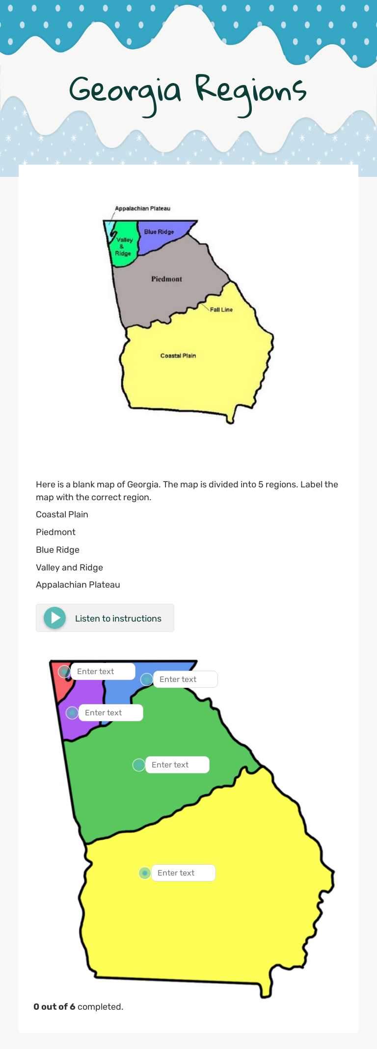 Georgia Regions Grade 2 worksheet preview