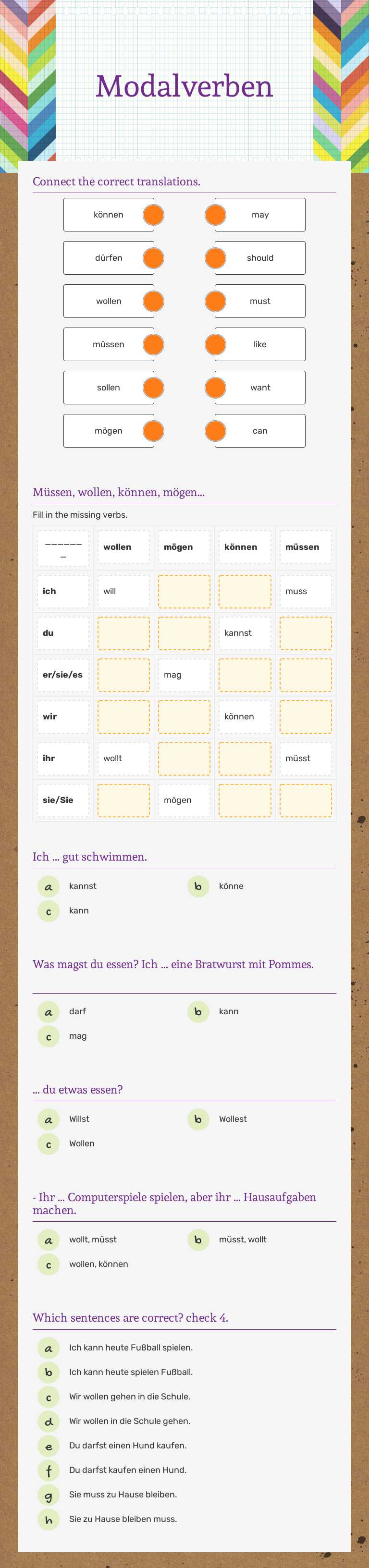 Modalverben worksheet preview image