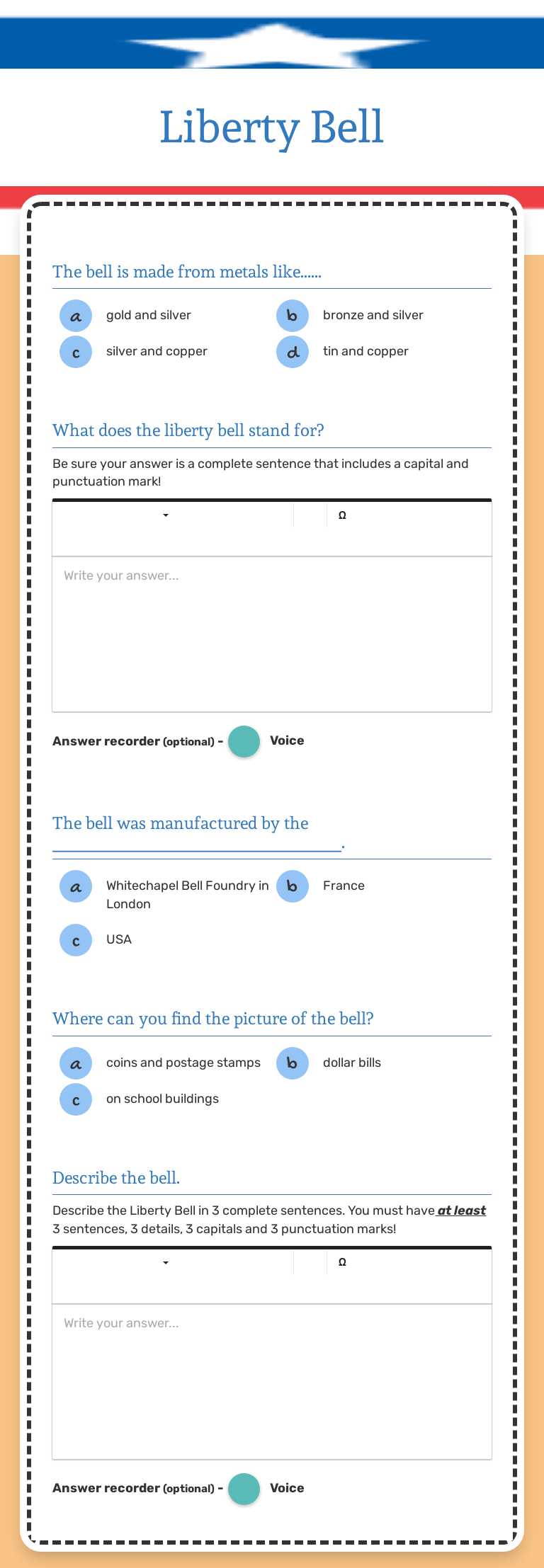 Liberty Bell worksheet preview image