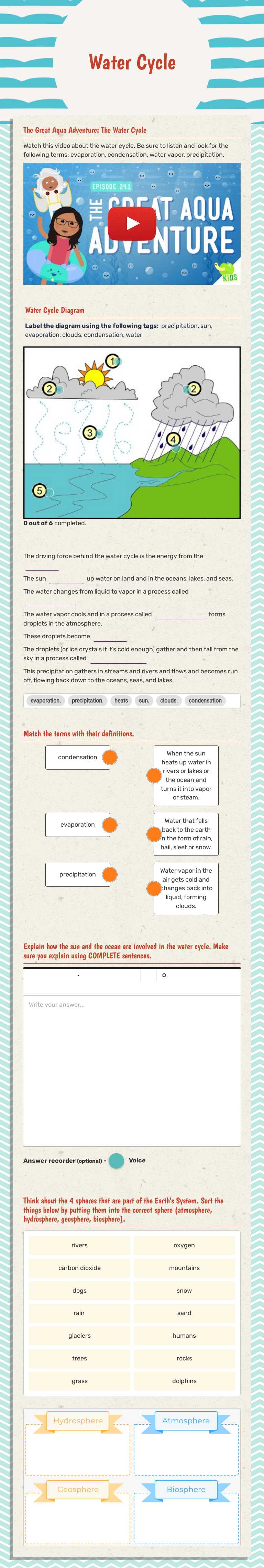 Water Cycle worksheet preview image