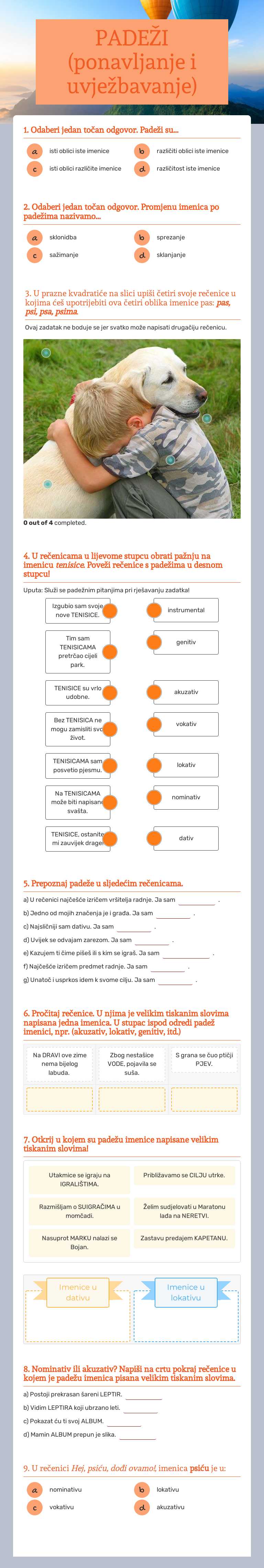 PADEŽI (ponavljanje i uvježbavanje) worksheet preview image
