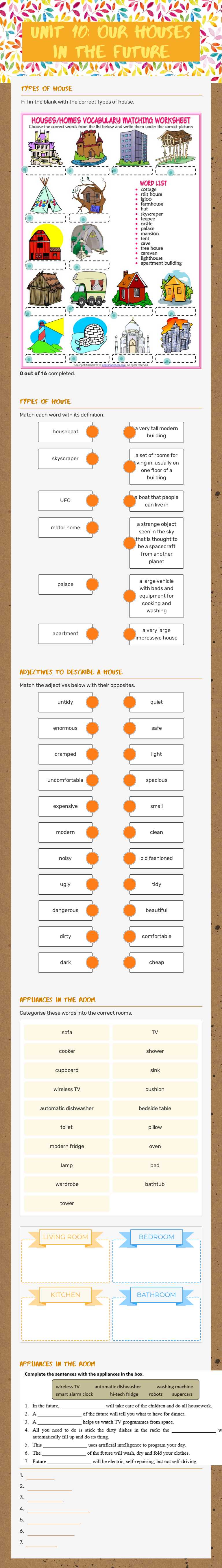 UNIT 10: OUR HOUSES IN THE FUTURE Grade 6 worksheet preview