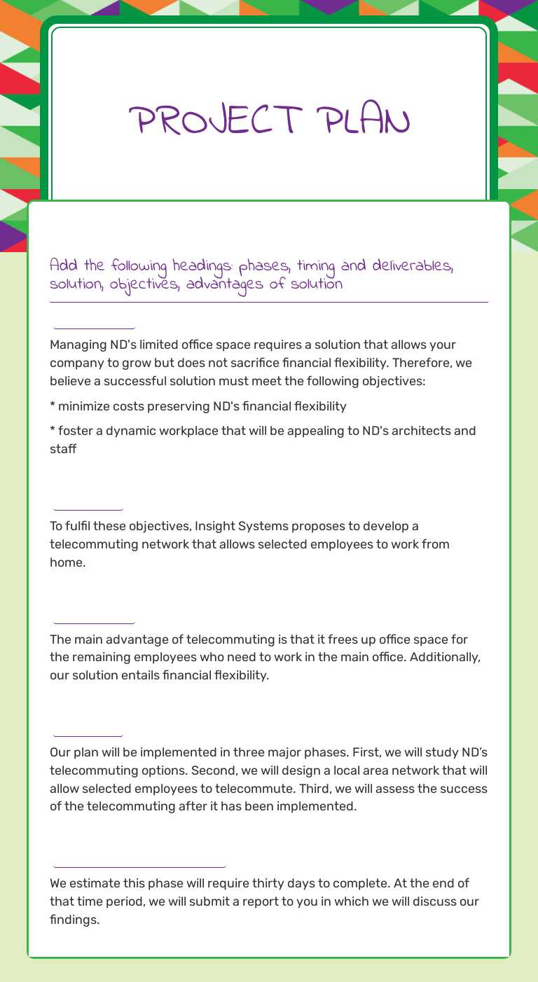 PROJECT PLAN worksheet preview image