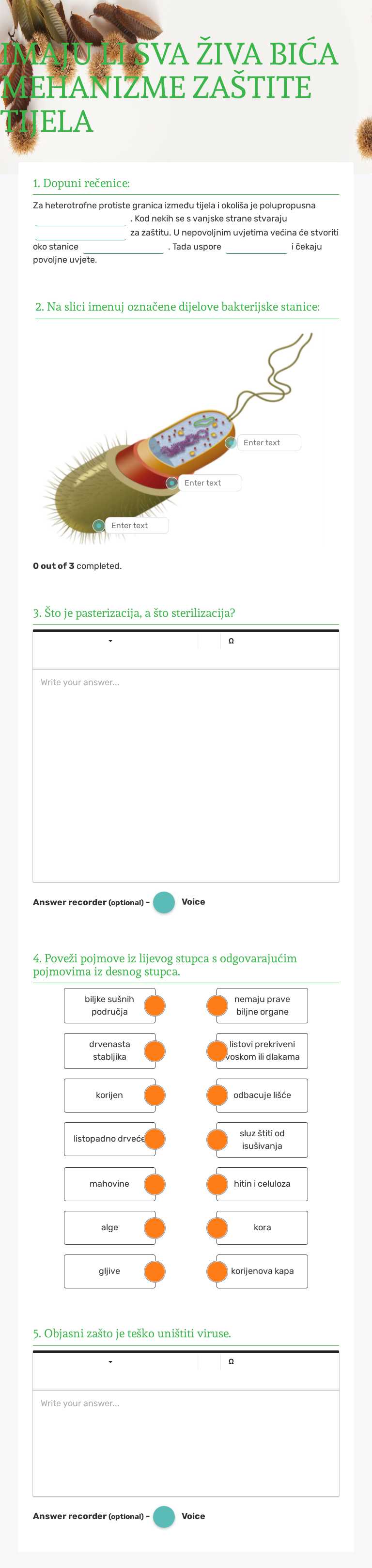 IMAJU LI SVA ŽIVA BIĆA MEHANIZME ZAŠTITE TIJELA worksheet preview image