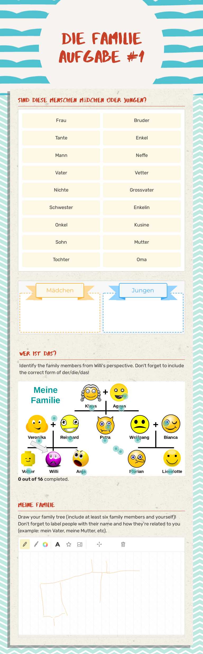 Die Familie Aufgabe #1 worksheet preview image