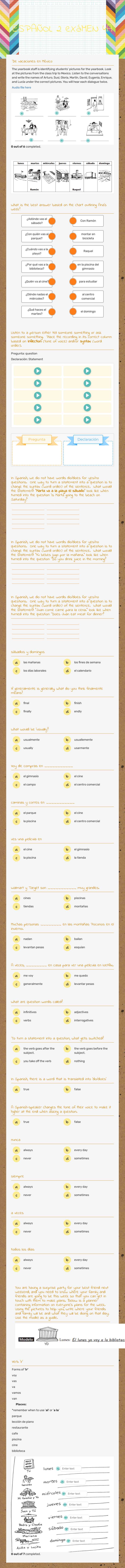 ESPAÑOL 2 eXáMEN 4A worksheet preview image