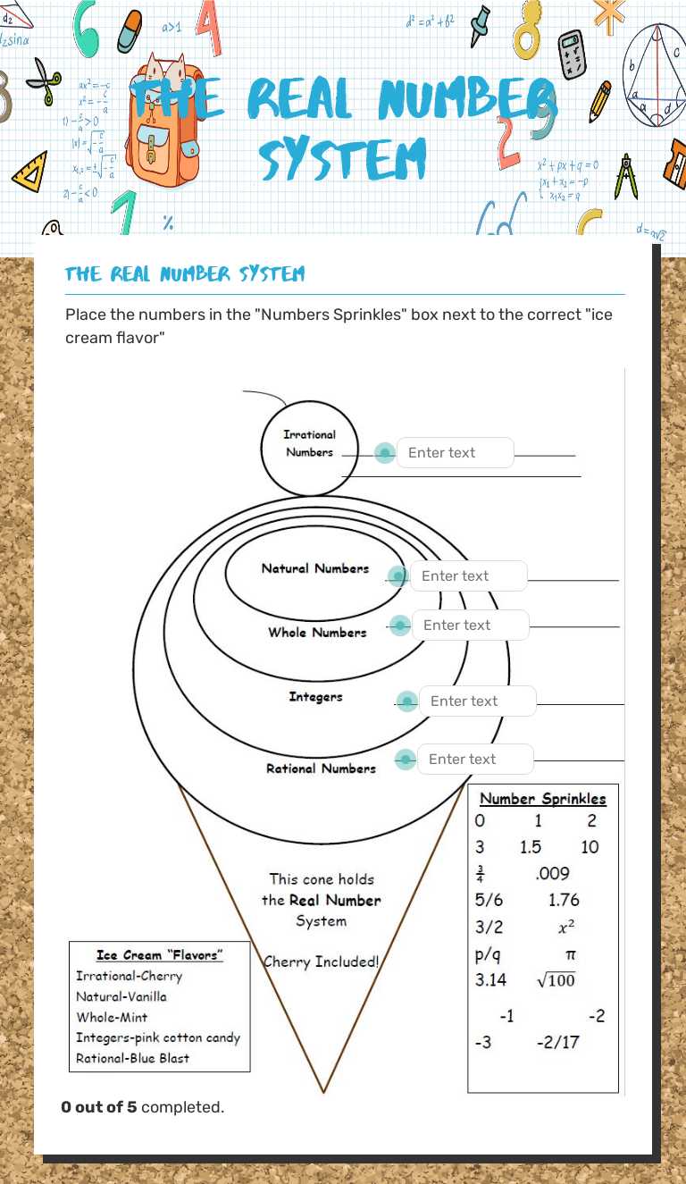 The Real Number System | Interactive Worksheet | Wizer.me