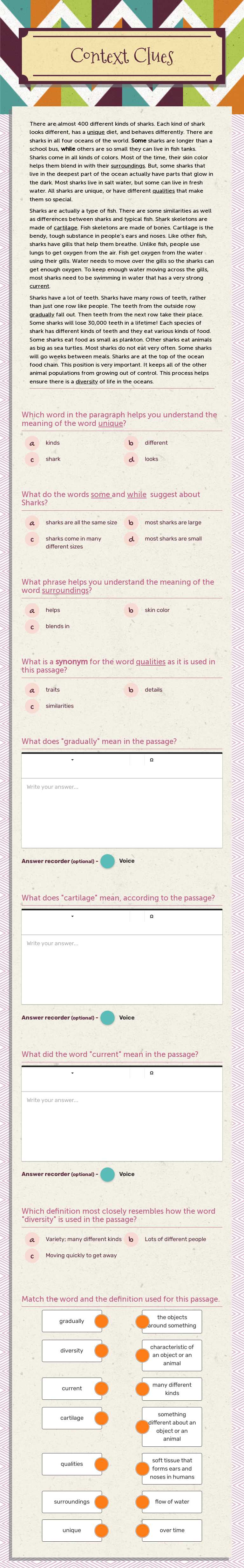 Context Clues worksheet preview image