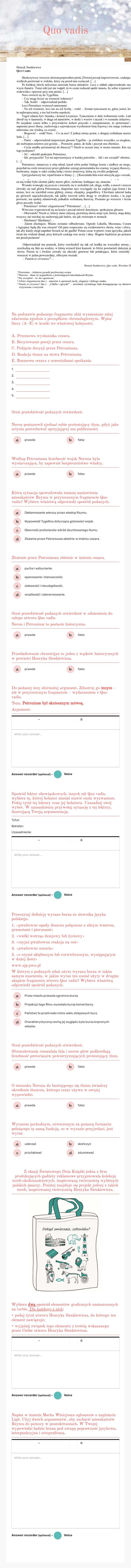 Quo vadis worksheet preview