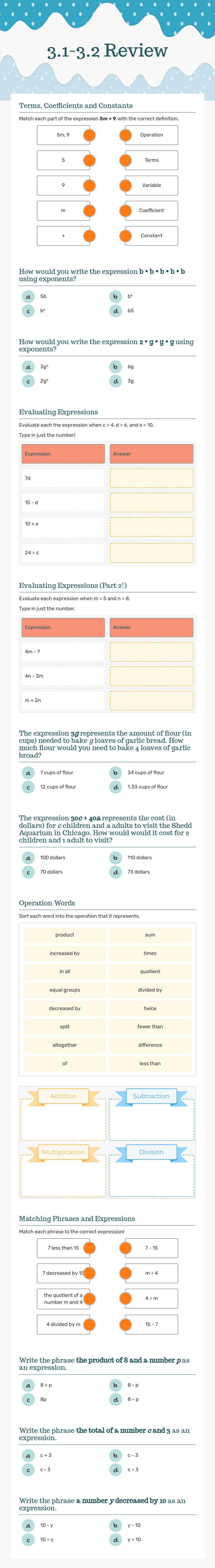 3.1-3.2 Review worksheet preview image
