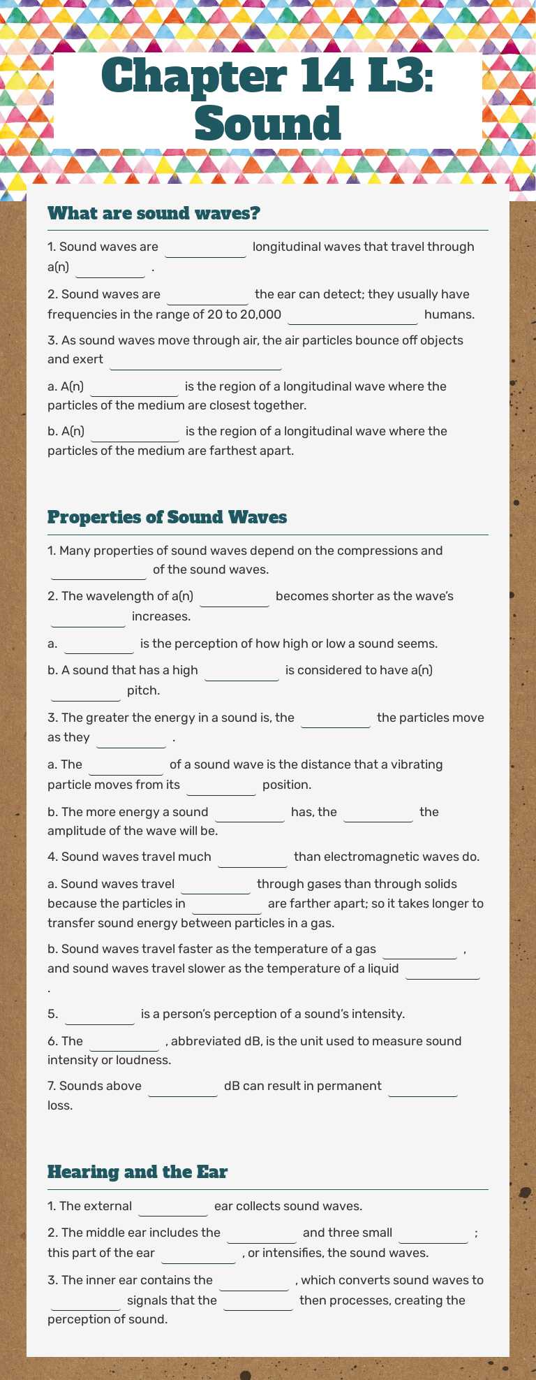 Chapter 14 L3: Sound Grade 6 worksheet preview