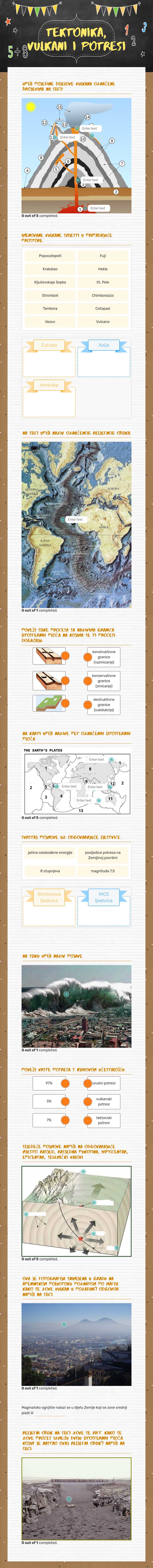 tektonika, vulkani i potresi worksheet preview image