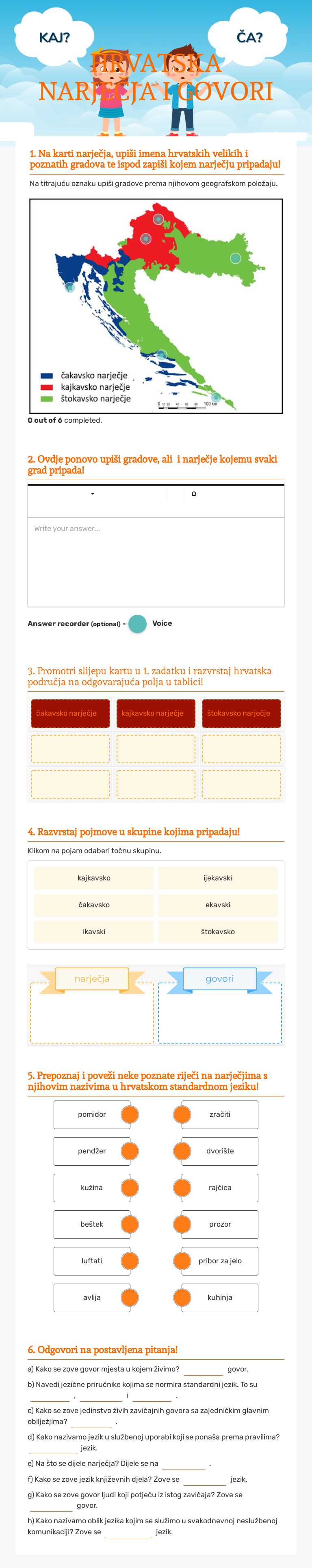 HRVATSKA NARJEČJA I GOVORI worksheet preview image