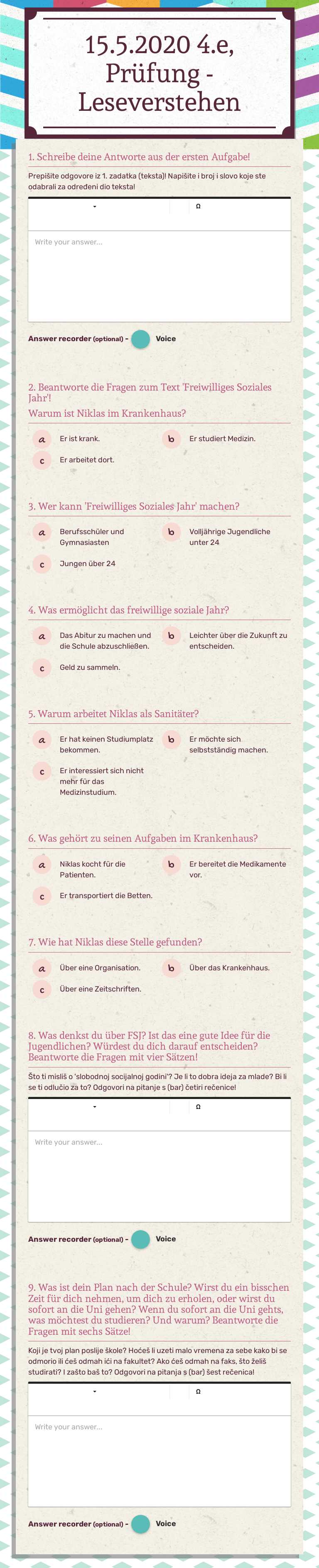 15.5.2020
4.e, Prüfung - Leseverstehen worksheet preview image