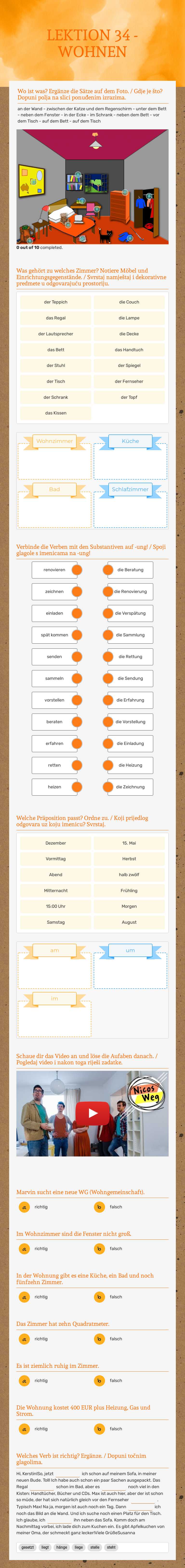 LEKTION 34 - WOHNEN Grade 12 worksheet preview
