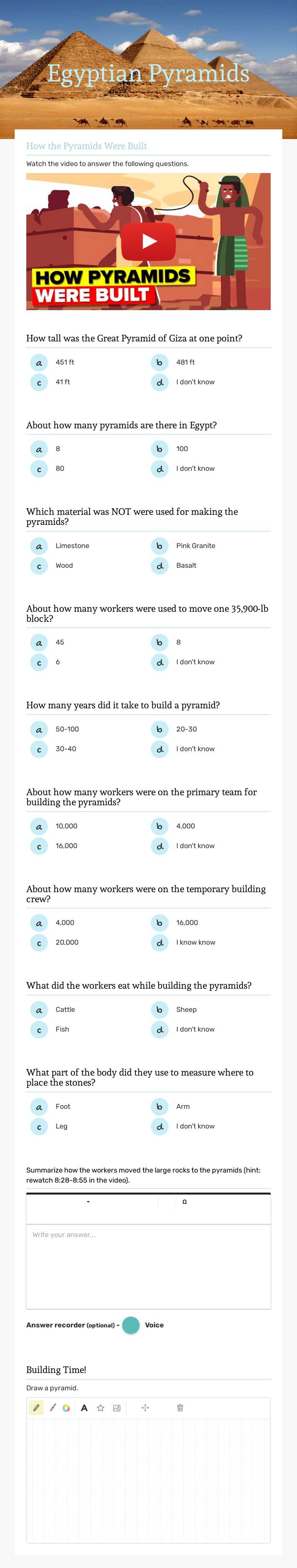 Egyptian Pyramids worksheet preview image