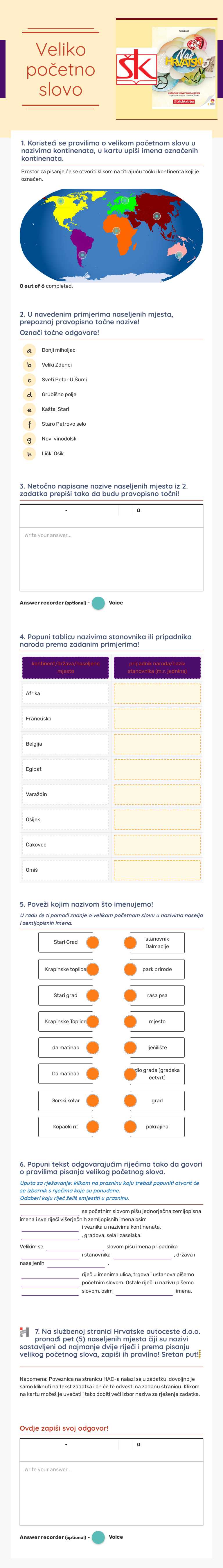 Veliko početno slovo Grade 5 worksheet preview