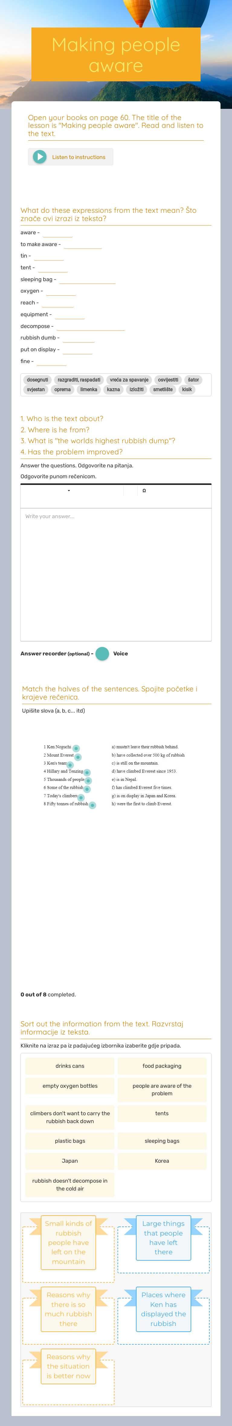 Making people aware Grade 6 worksheet preview