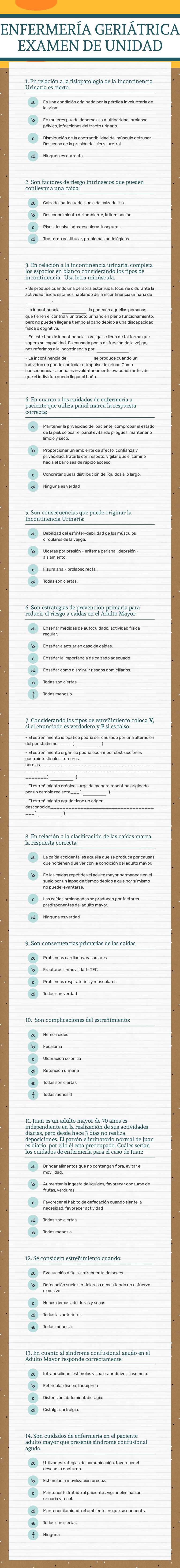 ENFERMERÍA GERIÁTRICA
EXAMEN DE UNIDAD worksheet preview image
