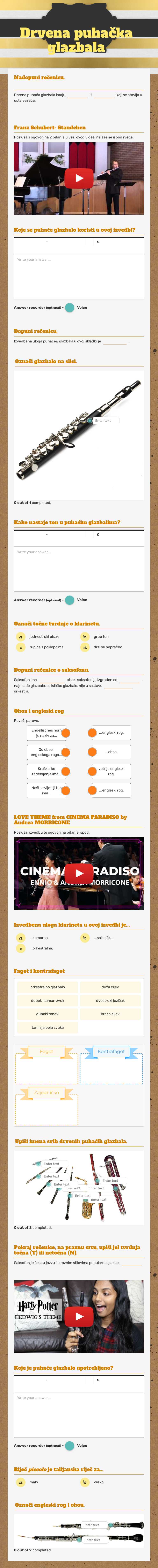 Drvena puhačka 
glazbala worksheet preview image