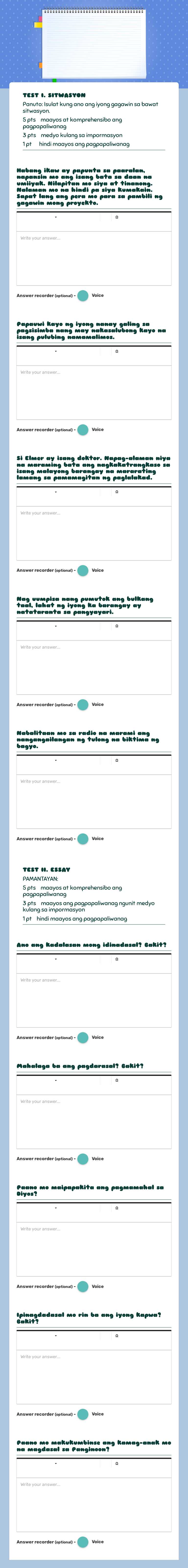 ched 5 - 4th monthly exam worksheet preview