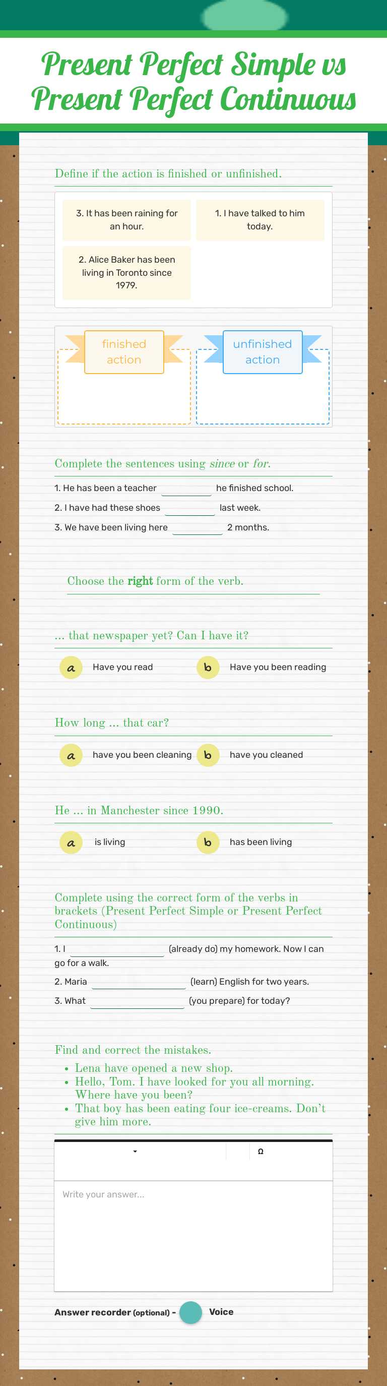 Present Perfect Simple vs Present Perfect Continuous by Natalia ...