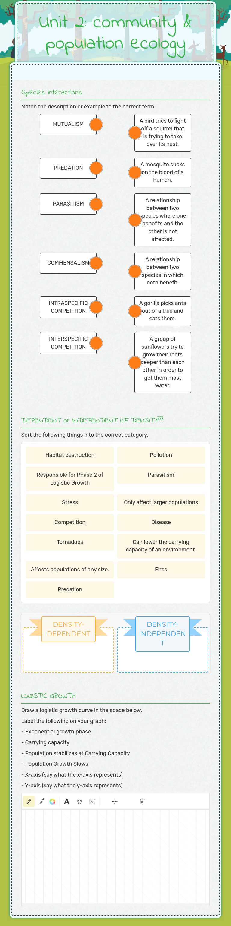 Unit 2: community & population ecology worksheet preview image