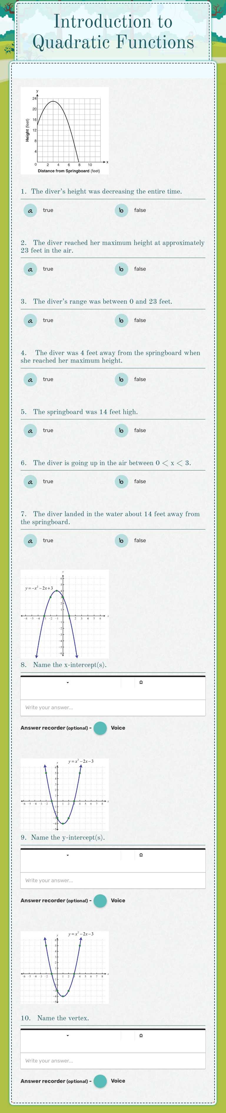 Learn about quadratic functions! Practice interpreting graphs, finding ...