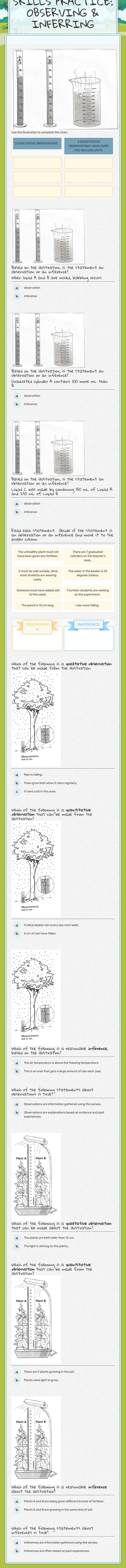 SKILLS PRACTICE: OBSERVING & INFERRING worksheet preview image