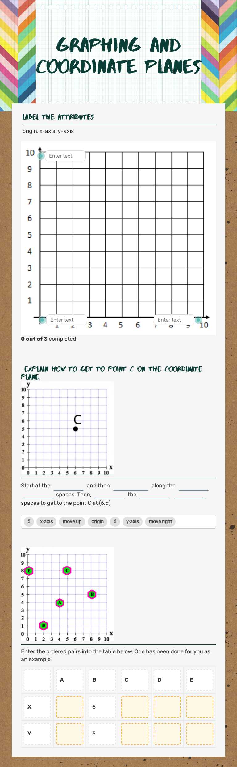 Graphing and Coordinate Planes worksheet preview image