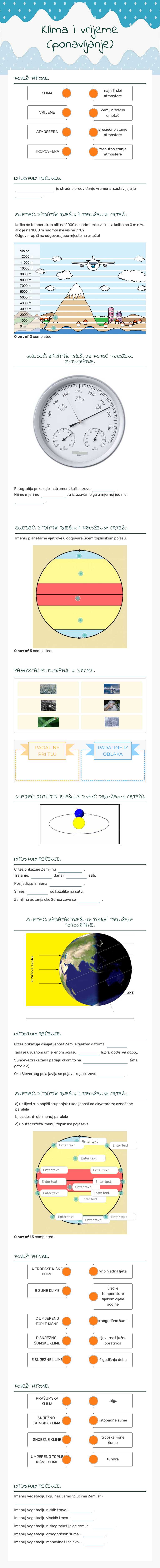 Klima i vrijeme    (ponavljanje) worksheet preview image