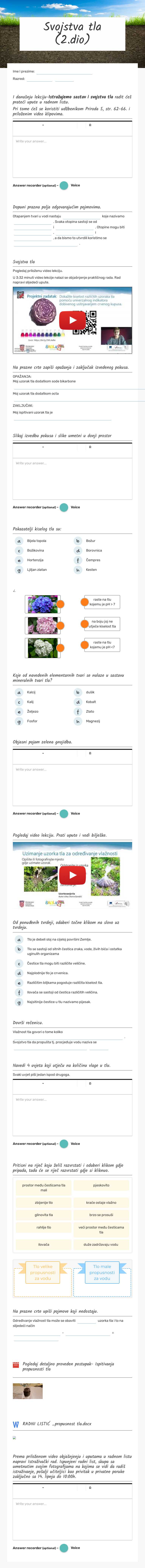 Svojstva tla (2.dio) worksheet preview image