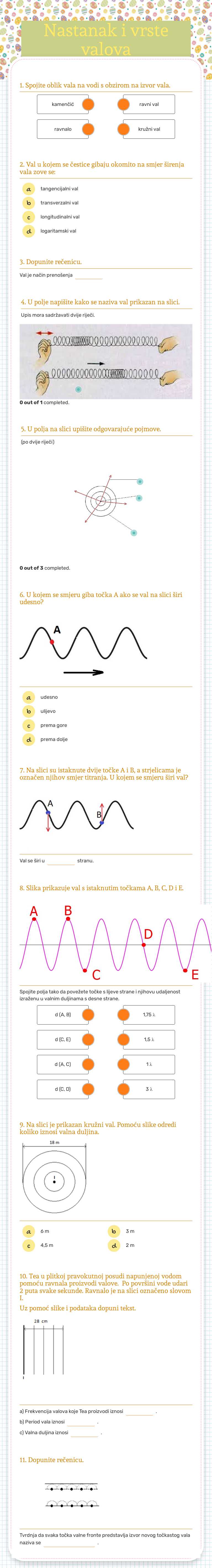 Nastanak i vrste valova worksheet preview image