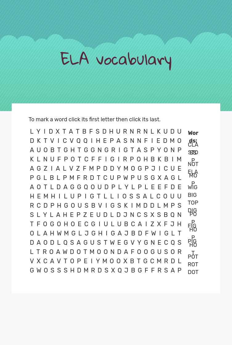 ELA vocabulary worksheet preview image