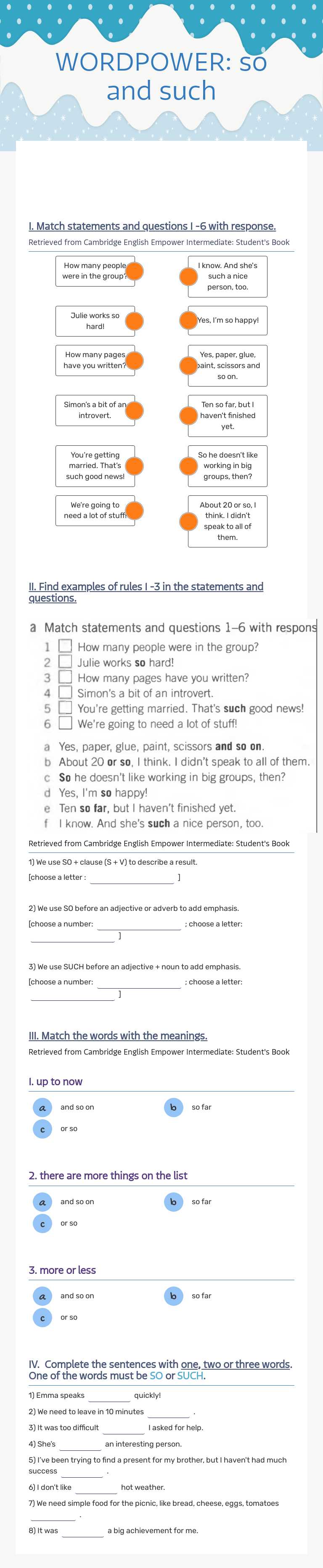 WORDPOWER: so and such worksheet preview image
