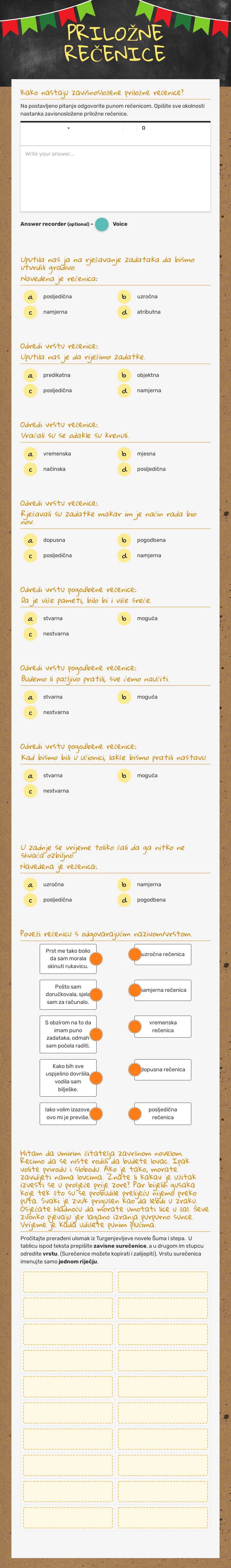 PRILOŽNE REČENICE worksheet preview image