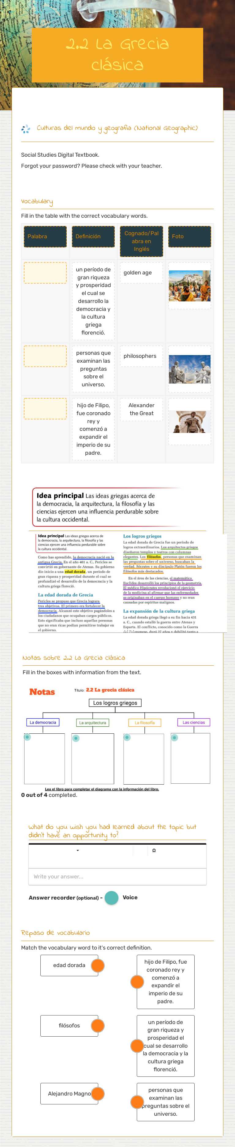 2.2 La Grecia clásica worksheet preview image