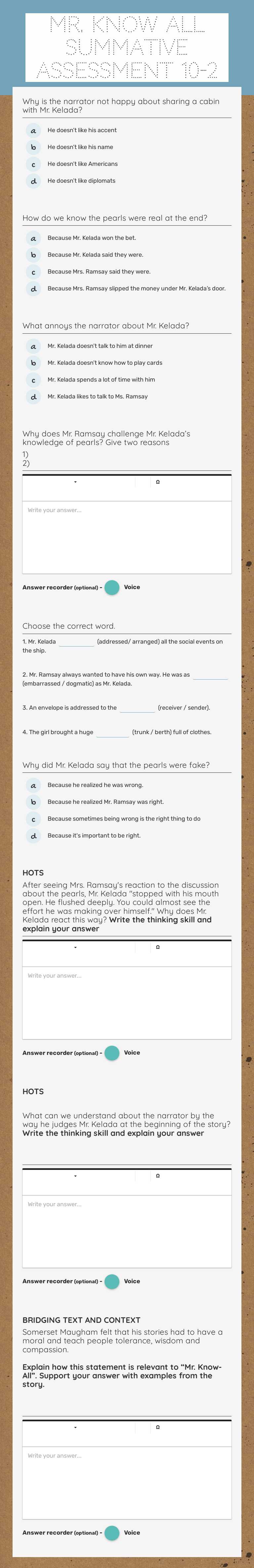 Mr. Know All Summative  Assessment 10-2 worksheet preview image