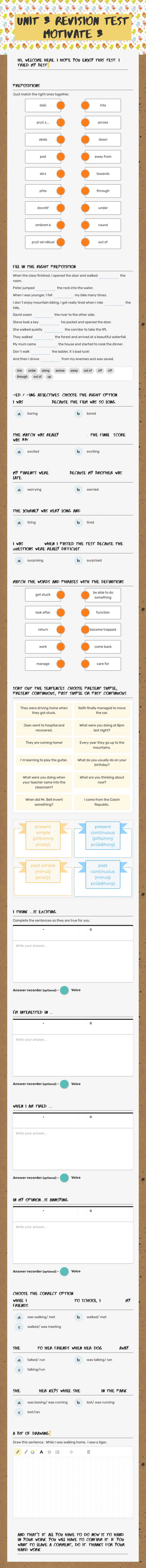 UNit 3 revision test mOtivate 3 worksheet preview image