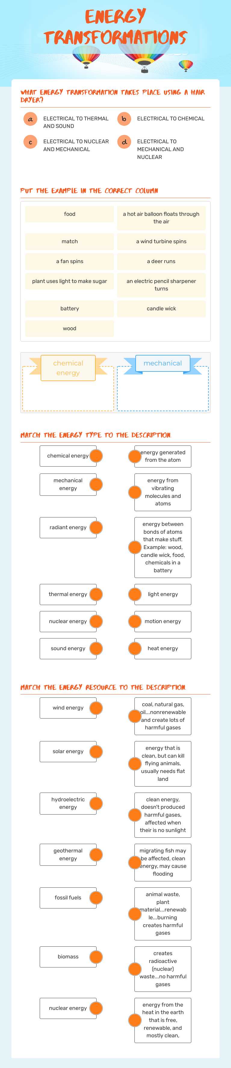 ENERGY TRANSFORMATIONs #2 worksheet preview image