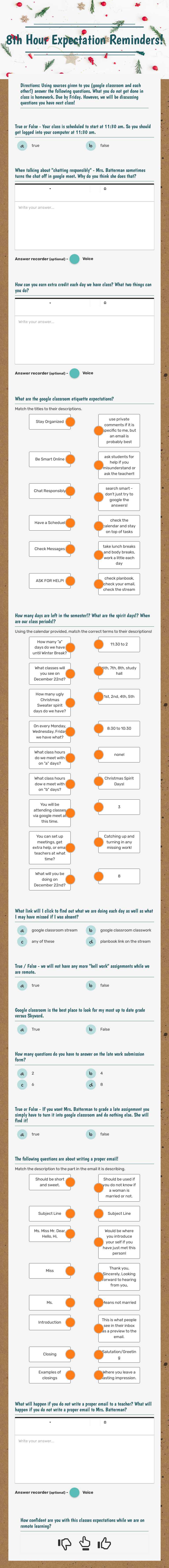 8th Hour 
Expectation Reminders! Grade 9 worksheet preview