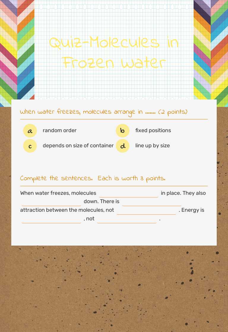 Quiz-Molecules in Frozen Water worksheet preview image