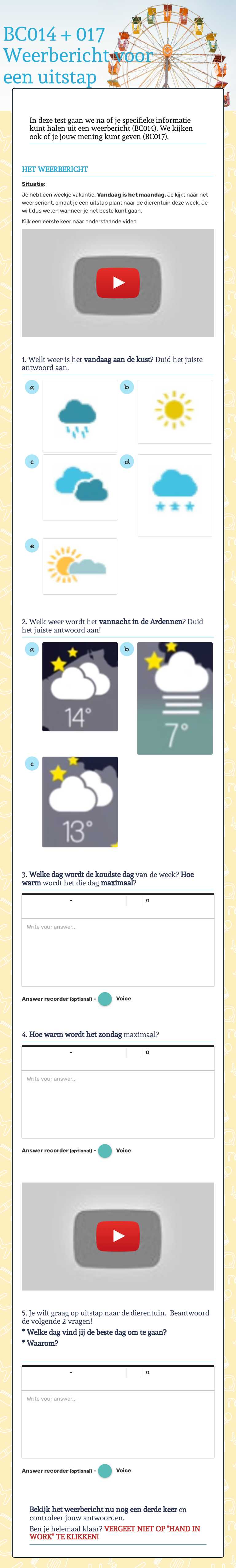 BC014 + 017 Weerbericht voor een uitstap worksheet preview image