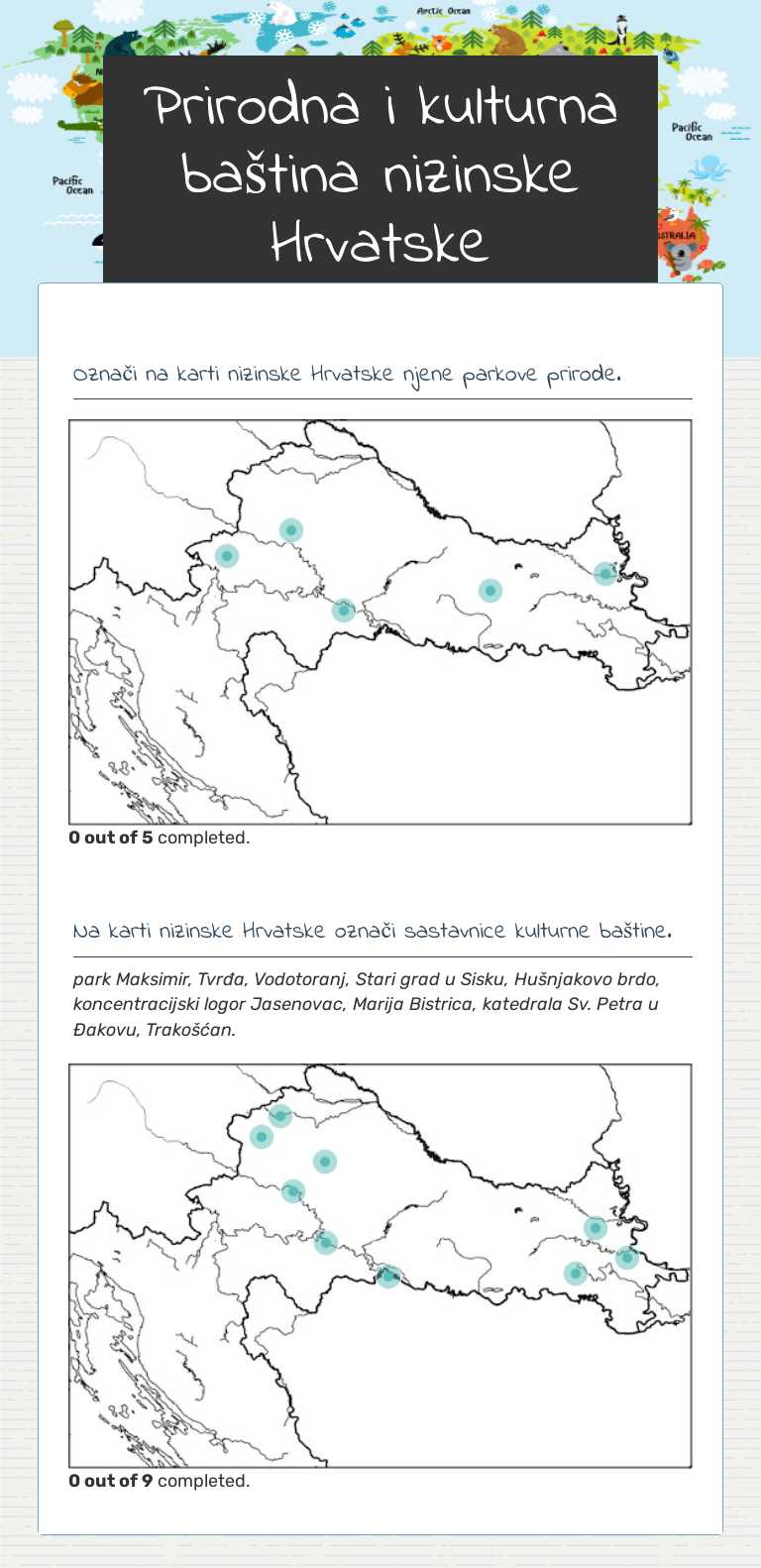 Prirodna i kulturna baština nizinske Hrvatske worksheet preview image