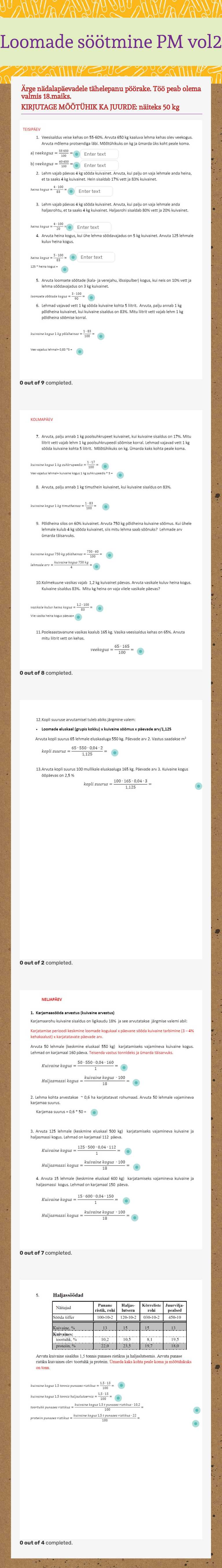 Loomade söötmine PM vol2 worksheet preview image